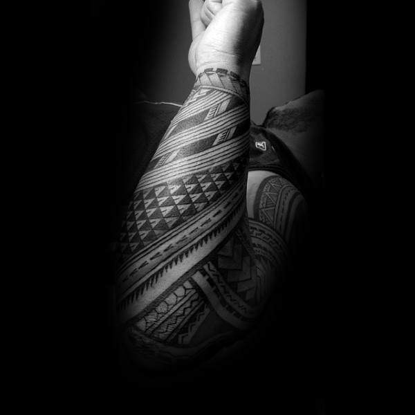 Mens Samoan Awesome Tribal Full Arm Sleeve Tattoo Ideas