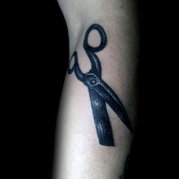 Mens Scissor Black Ink Shaded Old School Tattoo Ideas