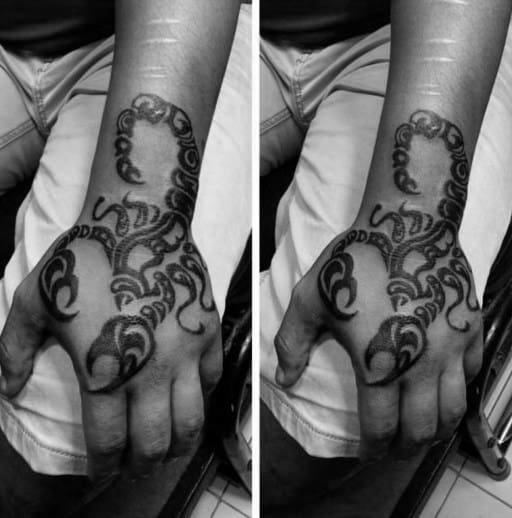 Mens Scorpio Tribal Hand Tattoos