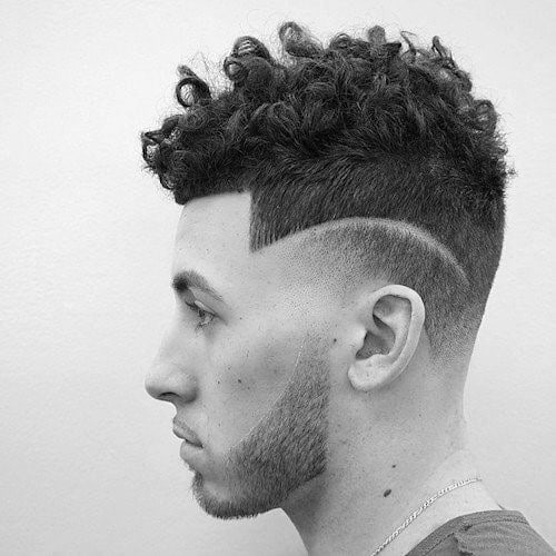 Mens Short Curly Hair With Fade Side