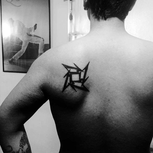 Mens Shoulder Small Black Ink Metallica Tattoo Ideas