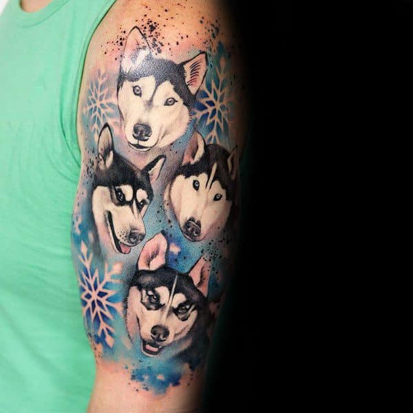 Mens Siberian Husky Tattoo Designs