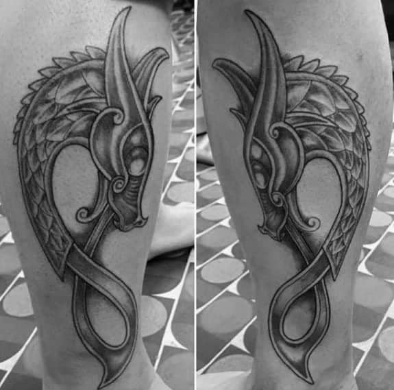mens-side-of-leg-celtic-dragon-tattoo-ideas