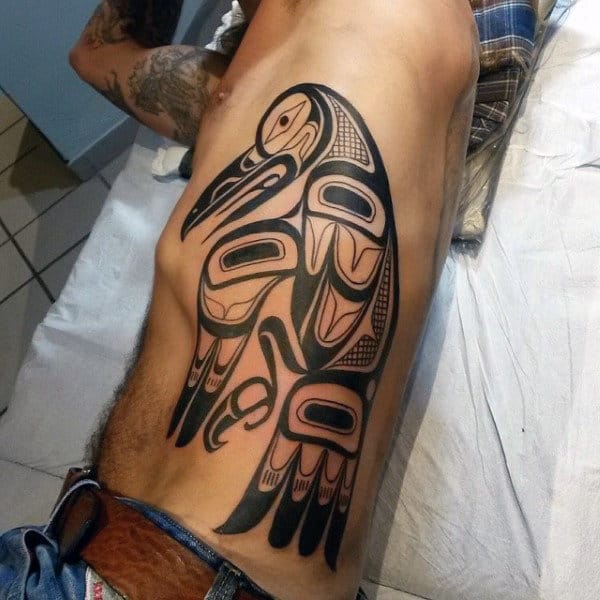 Mens Side Ribs Haida Tattoos