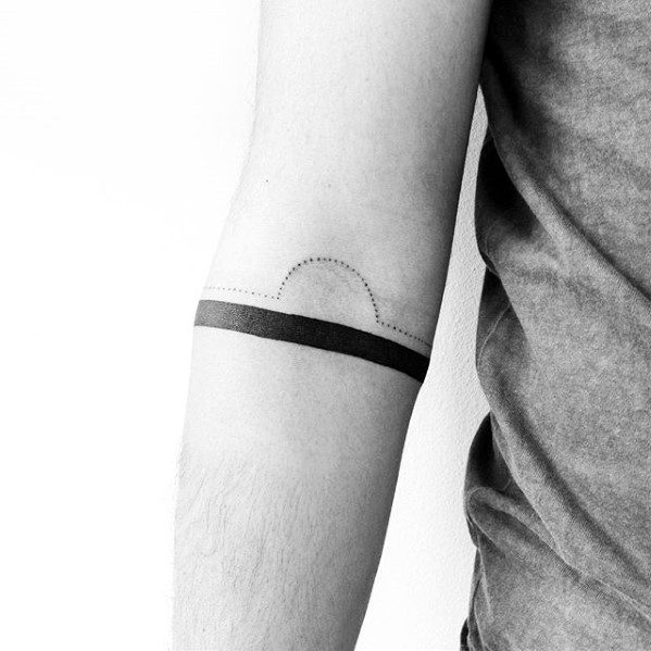 Mens Simple Black Ink Forearm Band Geometric Tattoos
