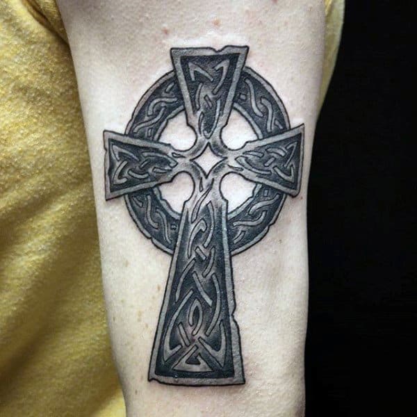 Mens Simple Celtic Cross Tattoos On Arm
