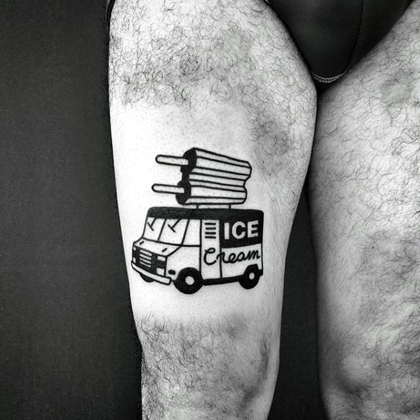 Mens Simple Leg Ice Cream Truck Tattoo Ideas
