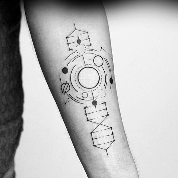 Mens Simple Line Geometric Shapes Dna Inner Forearm Tattoo