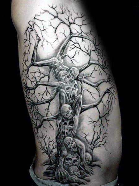 Mens Skull Tree Tattoo Ideas
