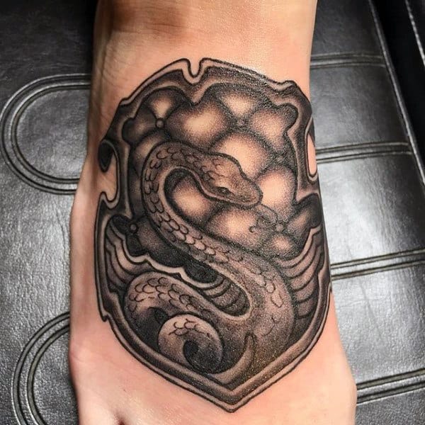 Mens Sleek Serpent Tattoo On Foot