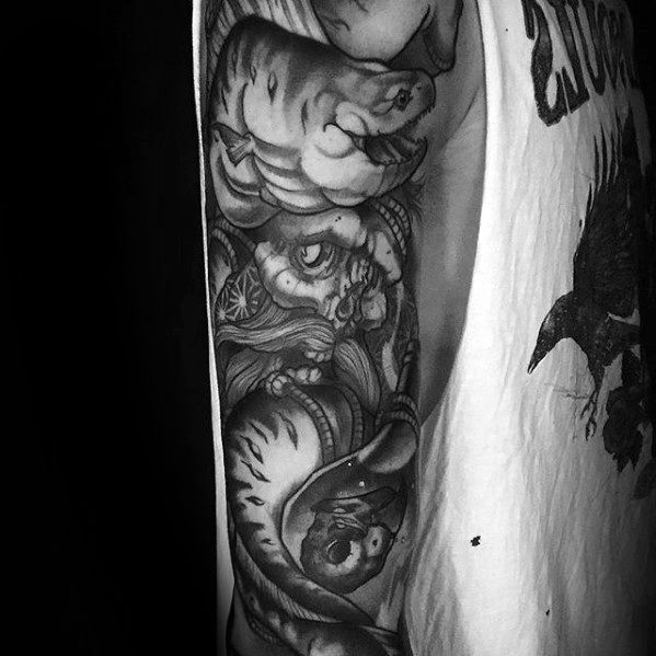 Mens Sleeve Tattoo With Eel Design