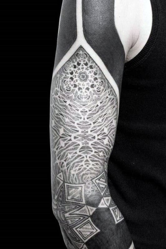 Mens Sleeve Tattoo With Factal Design
