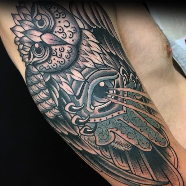 Mens Sleeves Super Owl Tattoo