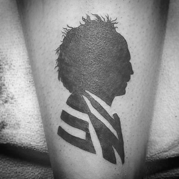 Mens Small Beetlejuice Silhouette Negative Space Arm Tattoo