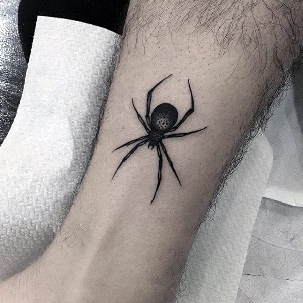 Mens Small Black Spider Tattoo Knöchel