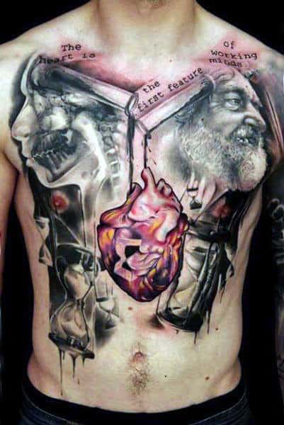 Men's Small Heart Chest Tattoos