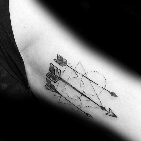 Mens Small Geometric Arrow Tattoo Ideas Inner Arm Bicep