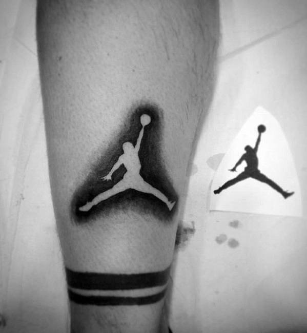 Mens Small Simple Negative Space Jordan Logo Tatto On Leg