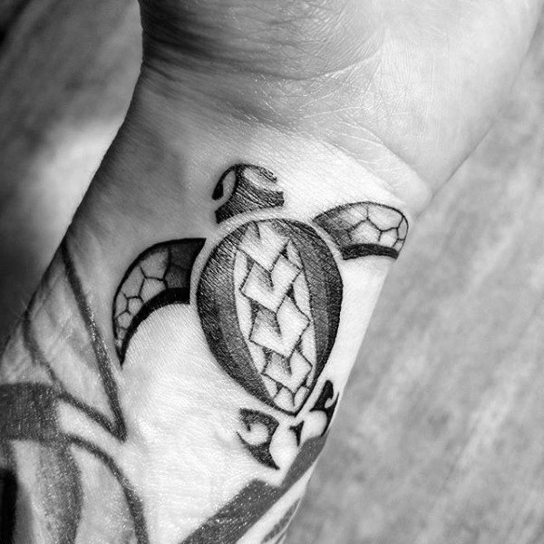 Mens Small Tribal Turtle Wrist Tattoos