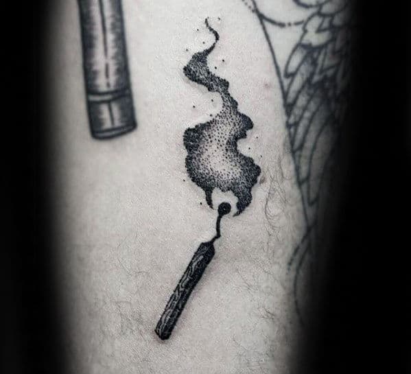 Mens Smoking Match Stick Badass Small Arm Tattoos