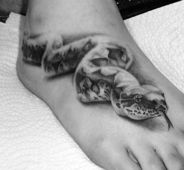 Mens Snake 3d Foot Tattoos