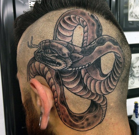Men's Snake Tattoo Designs On Head