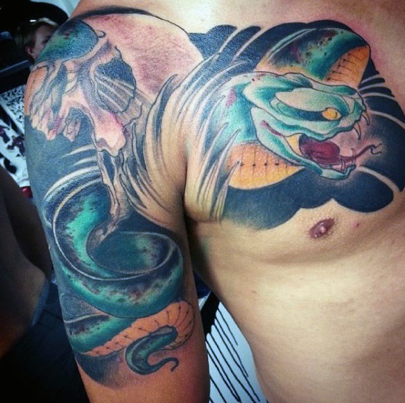 Men's Snake Tattoo Half Sleeve
