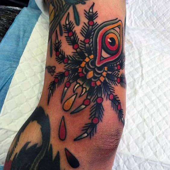 Mens Spider With Eye Traditional Outer Arm Tattoos