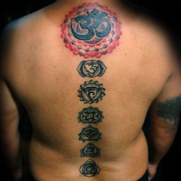 Mens Spine Chakras Tattoo Designs