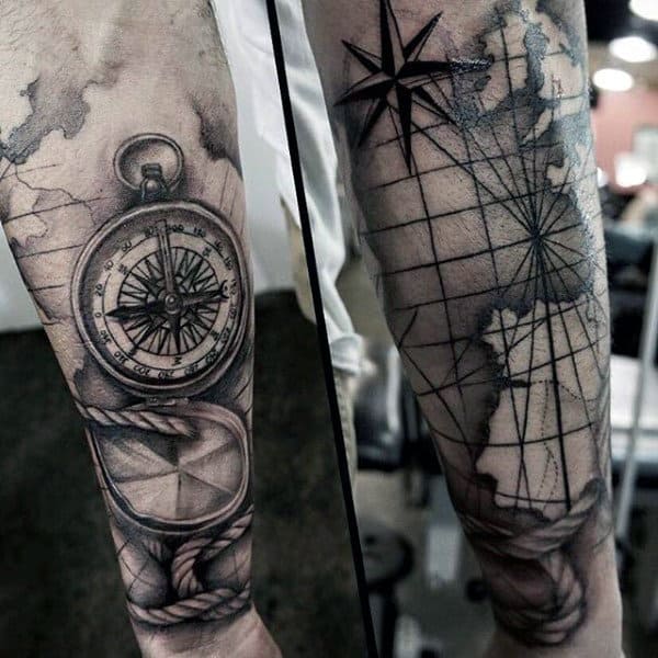 Men's Square And Compass Tattoo