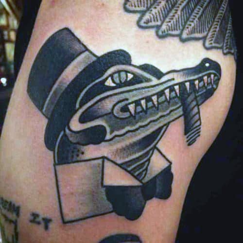 Mens Suave Dark Alligator Tattoo Arms