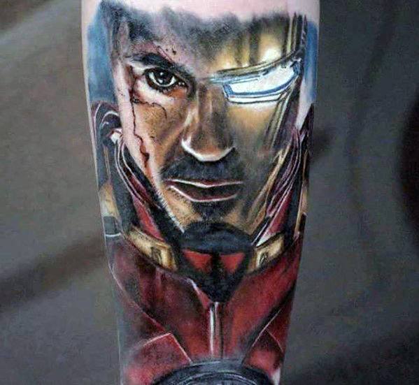 Mens Tattoo 3d Realistic Iron Man Superhero Design