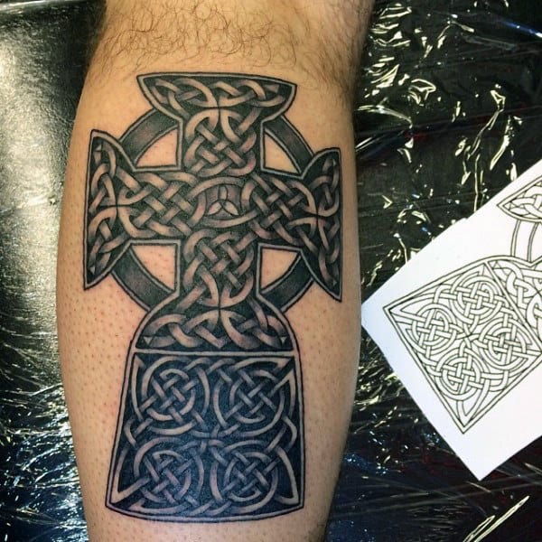 Mens Tattoo Celtic Cross Inner Bicep