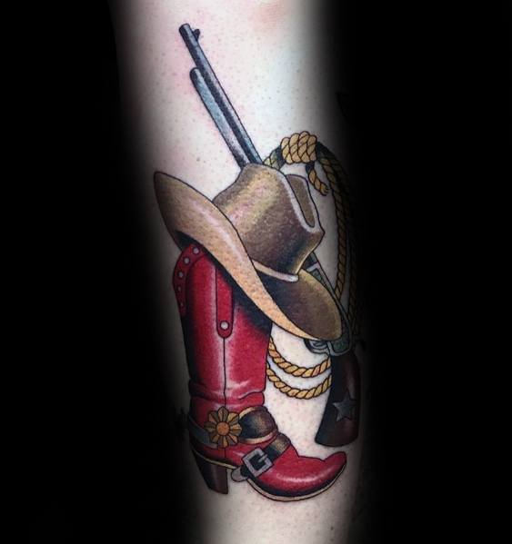Mens Tattoo Designs Cowboy Hat Themed