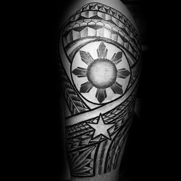 Mens Tattoo Filipino Sun Design