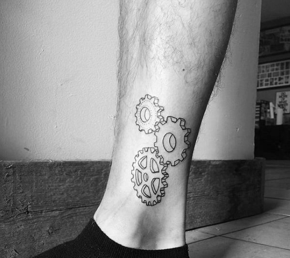 Mens Tattoo Gears Ankle Design