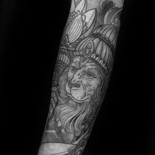 Mens Tattoo Hanuman Design Forearm Sleeve