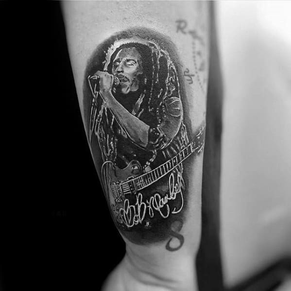 Mens Tattoo Ideas With Bob Marley Design