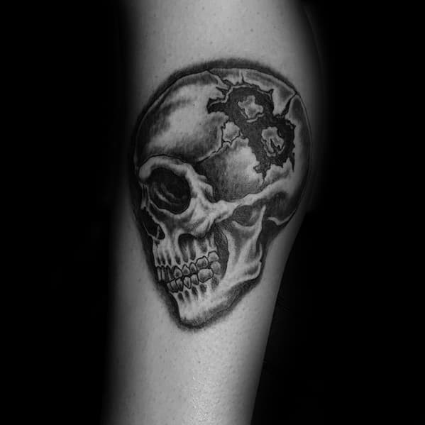 Mens Tattoo Ideas With Boston Red Sox Logo And Skull Design