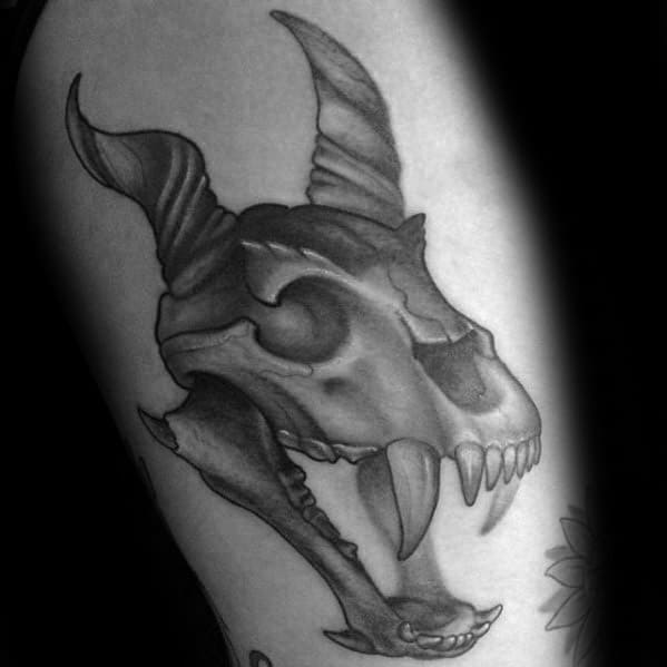 Mens Tattoo Ideas With Dragon Skull Design