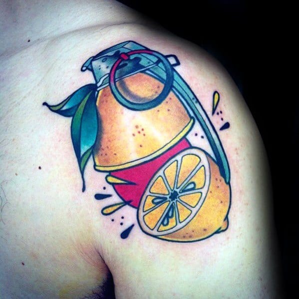 Mens Tattoo Ideas With Lemon Design