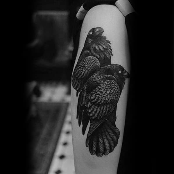 Mens Tattoo Ideas With Odins Ravens Design