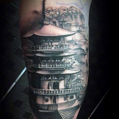 Chinese Pagoda Tattoo By Steve Toth Tatuajes Chinos Tattoo Orientales ...