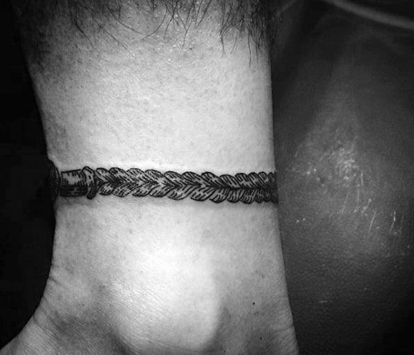 Mens Tattoo Ideas With Rope Ankle Band Design