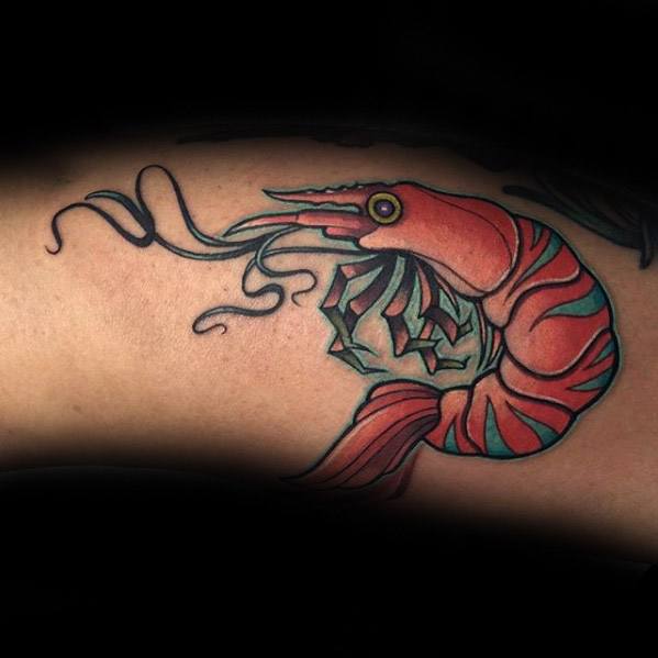 Mens Tattoo Ideas With Shrimp Design On Arm