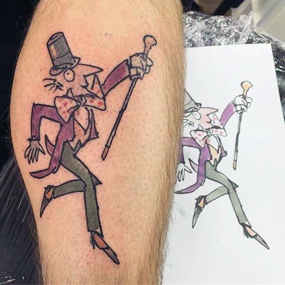 Mens Tattoo Ideas With Willy Wonka Design