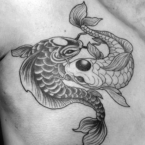 Mens Tattoo Ideas With Yin Yang Koi Fish Design On Chest