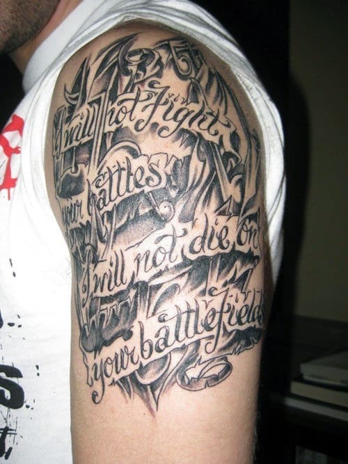 mens tattoo quotes on shoulder