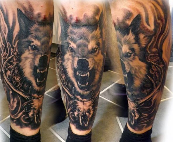 Wolf Men's Tattoo Smoke