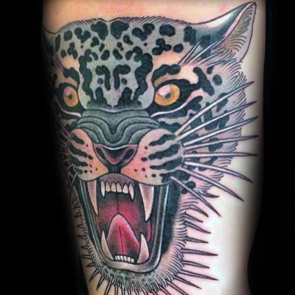 Mens Tattoo Snow Leopard Design